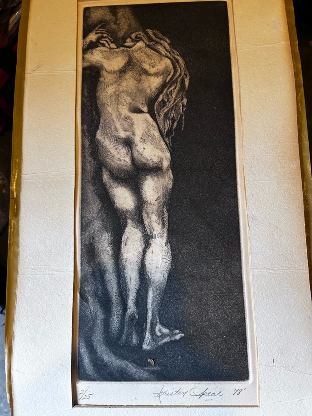 not Framed, Full Body Sketch by Kristen Spear ,  Signed by Artist, Free Shipping